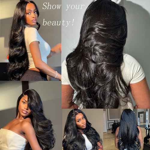 Body Wave 12A Human Hair Bundles 22 24 26 Inch Body Wave Bundles Human Hair 100% Unprocessed Virgin Hair Extensions Raw Quick Weave Extensions Natural Black