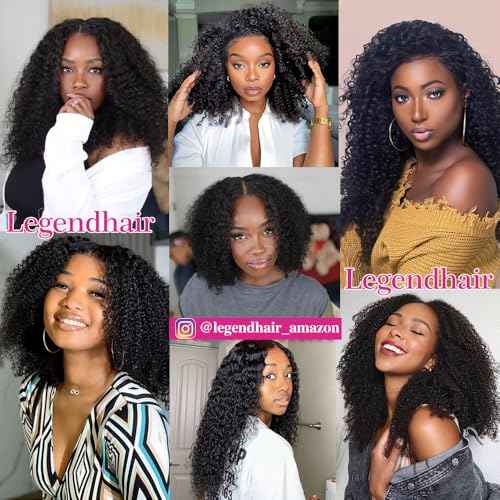 Glueless V Part Wigs Human Hair Afro Kinky Curly Upgrade U Part Wigs for Black Women Kinky Curly V Part Human Hair Wigs Full Head Clip In Half Wig 200% Density 26 Inch