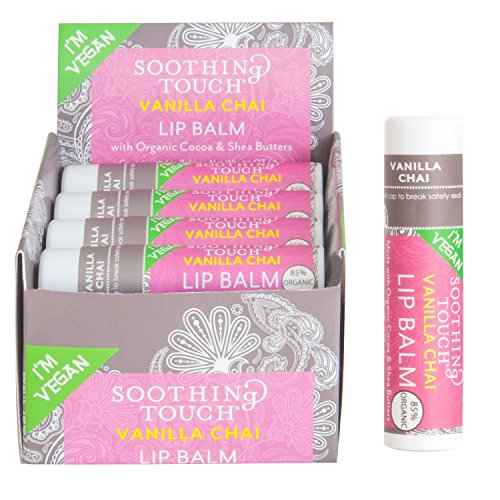 Soothing Touch Vanilla Chai Vegan Lip Balm, .25 oz (85% Organic) (Case of 12)