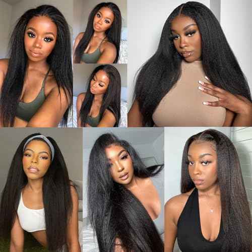 Kinky Straight Human Hair Bundles 24 Inch Single Bundle Yaki Straight Human Hair 1 Bundles 12A 100% Unprocessed Brazilian Virgin Remy Human Hair Extension For Black Women