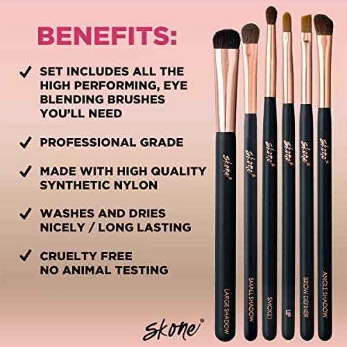 Professional Makeup Brush Set - Skone Luxe Pro Makeup Brushes, 6 pc Set