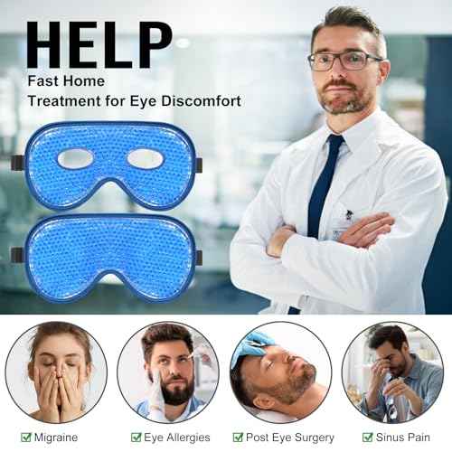BeeVines Cooling Eye Mask, 2 Pack XL Jumbo Size Freezer Gel Eye Masks for Puffy Eyes Face, Ice Eye Mask, Cold & Warm Compress, Frozen Ice Pack for Post Eye Surgery & Allergies(Navy Blue)