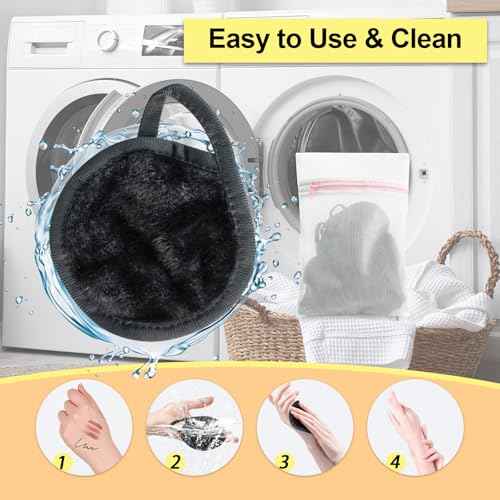 Nugilla 18 Packs Reusable Makeup Remover Pads with a Washable Laundry Bag, Resuable Microfiber Round Towel Skin Face Towels, Soft Makeup Remover Cloth, Fast Drying Washcloth (Grey)