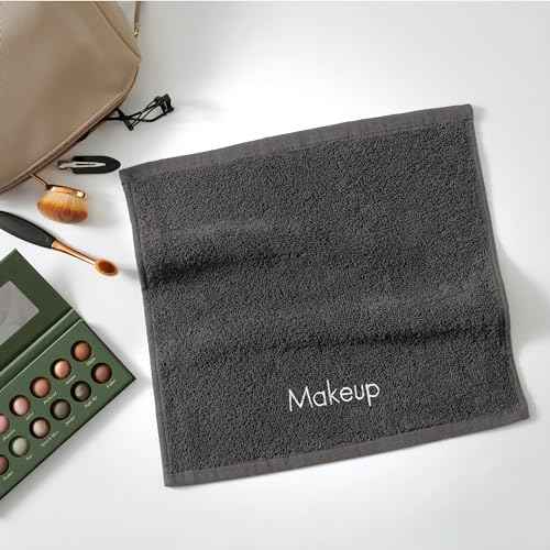 Arkwright Makeup Towels - Pack of 6 - Soft & Gentle Cotton Washcloth Face Make Up Remover, Reusuable Eraser Cloth Essentials for Hosts & Artists, 13 x 13 in, Grey