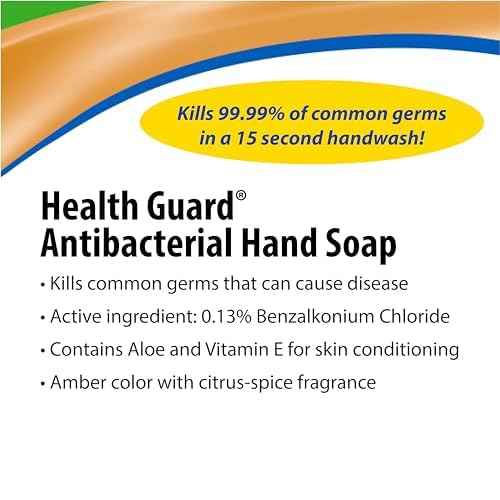 Health Guard 21314 Foaming Advanced Antibacterial Hand Soap, 950 mL Clean Shape Pump Bottle, Amber with Citrus Spice Scent (Pack of 4)