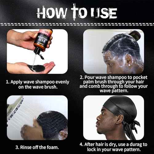 360 Waves Wash Shampoo -Wave Shampoo for Black Men 360 Wave Shampoo Hydration Shampoo Enhance Waves Shampoo Strenghtens Hair Promote Growth Wave Shampoo Easy Wash Hydrate (6 FL OZ)