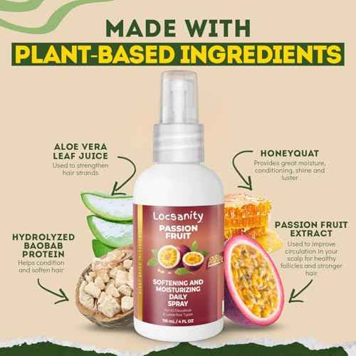 Locsanity Daily Moisturizing Spray for Dull, Dry Locs ? Trial Size Passion Fruit Hair and Scalp Moisturizer for Dreadlocks, Sisterlocks, Microlocks, Braids to Control Oil and Frizz (4 fl oz)