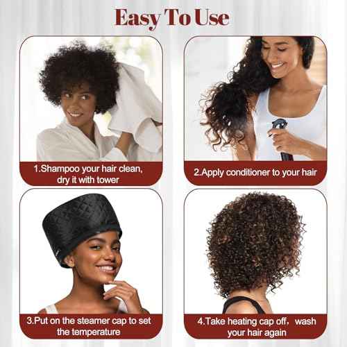 Hair Steamer for Deep Conditioning: Upgraded Heat Cap with 10-Level Fast Heating 3 Time Settings for Natural Hair Portable Thermal Steam Cap for Home Hair Treatment