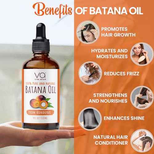 VITAL AFFAIR Batana Oil-Hair Growth Oil-4 Fl Oz-Glass Bottle-Cold Pressed-100% Raw-Dr Sebi Recommended-Essential Nutrients-For Women & Men