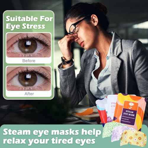 48 Packs Steam Eye Mask Disposable Self Heating Eye Mask for Dry Eyes Spa Warm Sleep for Home Office Travel Eyestrain Relieve