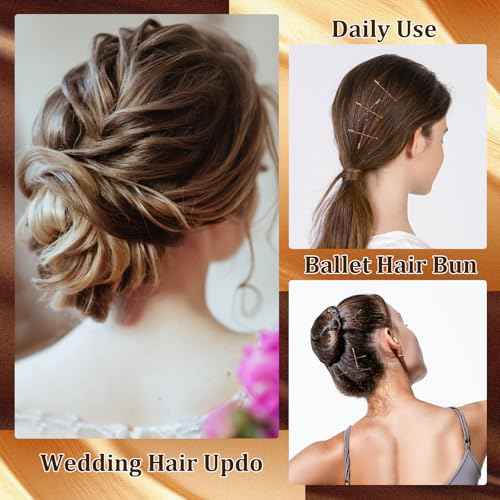 Dance Hair Accessories Kit, Dance Stuff with 100 U-shaped Pins, 50 Bobby Pins, 100 Elastic Rubber Bands, 8 Invisible Hair Nets,2 Hair Ties for Ballet Bun,Dance Competitions,Brown