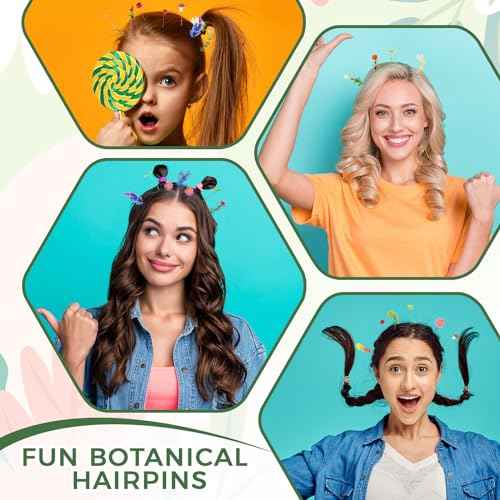 Tigeen 300 Pieces Bean Sprout Hair Clip Funny Plant Hairpins Little Grass Sprout Clips Flower Butterfly Mushroom Hair Accessories Barrettes Headwear for Women Party