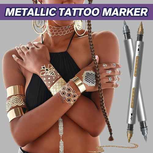 K KERNOWO Temporary Tattoo Markers for Skin - Henna Body Tattoo Kit Dual-End Visible Capacity Tattoo Pen for Girls & Adults, Body Painting Kit Teen Girl Gifts Trendy Stuff, Cool Birthday Gift for Teen
