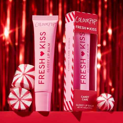 ColourPop Limited Edition Fresh Kiss Glossy Lip Balm - Hydrating Lip Care Enriched with Peptides, Hyaluronic Acid, Shea Butter & Vitamin E for an Ultra-Cushiony Formula - Candy Cane (0.49 oz)