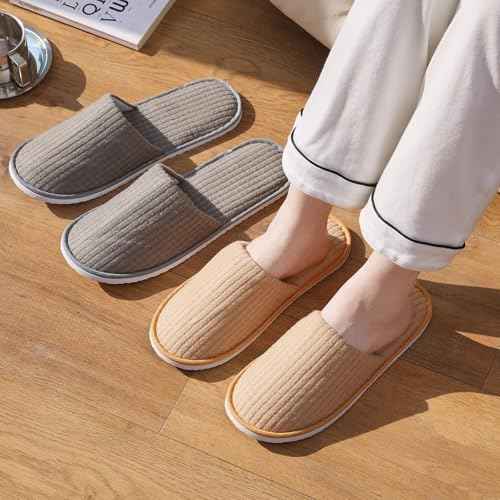 DECOUE 6 Pairs Disposable Slippers for Guest, Non Slip Spa Slides Washable Reusable House Shoes Hotel Indoor Slippers for Women Men, Home,Travel
