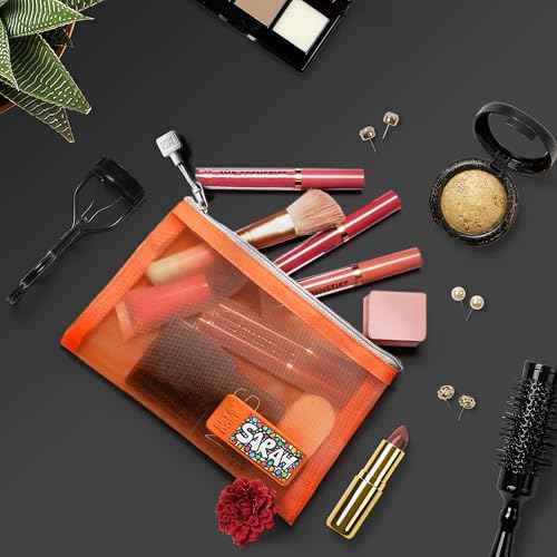 Set & Done Mesh Makeup Bags – 4-Pack Citrus Twilight Cosmetic Zipper Pouches for Travel, Toiletries & Small Items