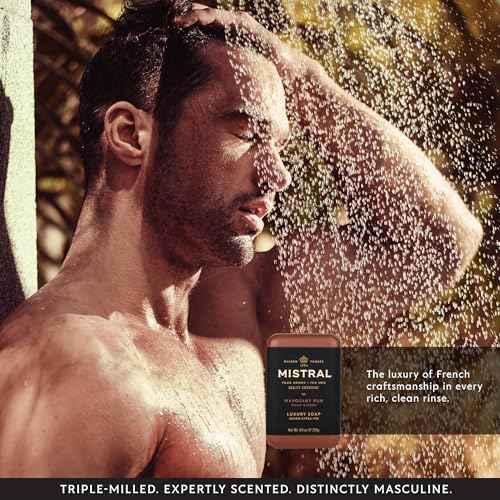 Mistral Mahogany Rum Luxury Bar Soap for Men | Men¡¯s Natural Soap Bar | Paraben, Phthalates Free | Moisturizing & Triple-Milled Natural Soap for Men - Made in France | Large, 8.8 oz