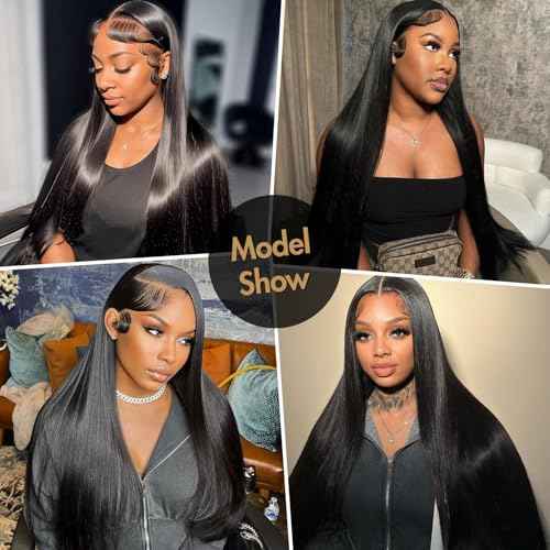 28 Inch 13x6 Lace Front Wigs Human Hair 220 Density Straight Lace Front Wigs Human Hair 15A Grade Brazilian Virgin HD Transparent Lace Frontal Wigs Human Hair for Women Glueless Wigs Pre Plucked