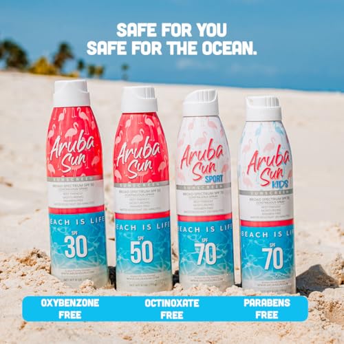 SPF 70 Sunscreen Spray 6oz - Reef Act Compliant no 67 Octinoxate & Oxybenzone Free - Sun Screen Broad Spectrum UVA/UVB - Sunscreen Waterproof and Non-Greasy