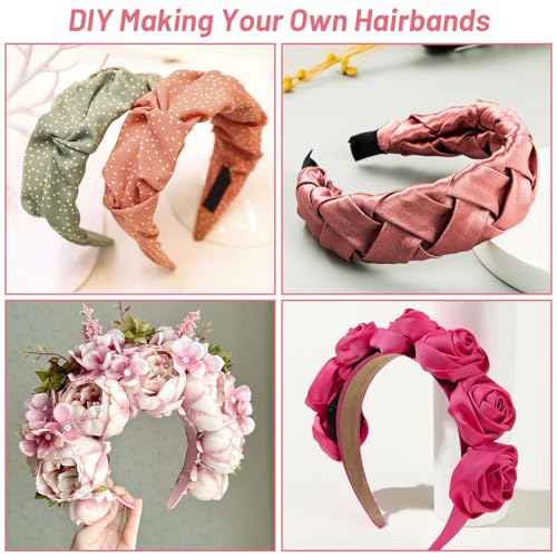 anezus 16 Pcs Satin Headbands Bulk 1 Inch Anti-slip Ribbon Hair Bands Plain Hard Headbands for Women Girls DIY Craft Hair Accessories (Pastel Color)