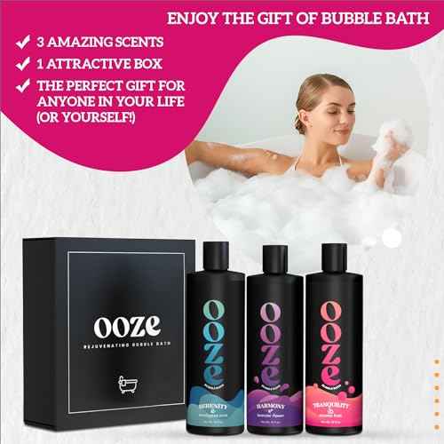 OOZE Bubble Bath Set for Women (16oz ea) Lavender, Eucalyptus & Passion Fruit - Bath and Body Spa Gift Set, Spa Gift for Her - Zero Parabens, Cruelty-Free, Made in The USA