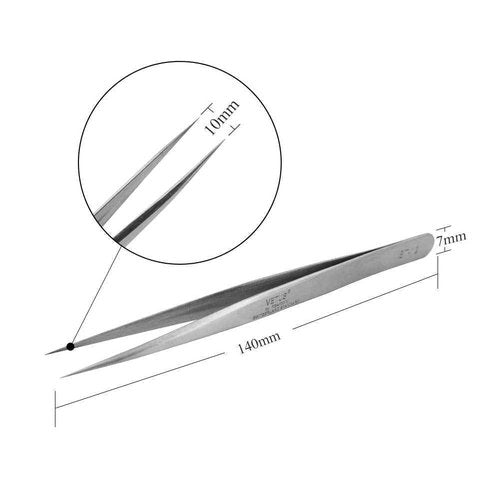 LASHVIEW Lash Tweezer, Vetus Straight Pointed Eyelash Tweezers for Profissional Grafting Eyelash Extension, Stainless Steel Needle Nose Tweezers for Lash Extension Stickers Precision Electronics, ST12