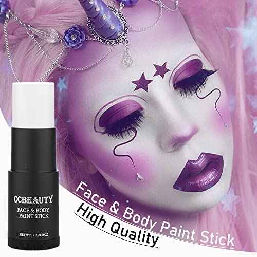 CCbeauty Clown White Face Paint Stick, Face Painting Kit, White Cream SFX Makeup Foundation, Professional Body Paint for Halloween Cosplay Costume Party£¬Skeleton Joker Mime Special Effects Makeup