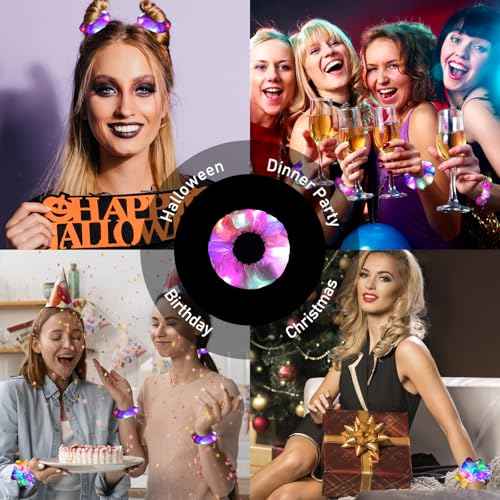 24 Pcs Light Up Scrunchies, LED Scrunchies Hair Bands, Elastic Glow in the Dark Srunchies Rave Accessories for Women Birthday Halloween Christmas New Year