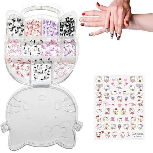 121 PCS Kitty Nail Charms Nail Art Stickers-Kawaii Nail Charms Nail Decorations for Nail Art Supplies 3D Flatback Resin Charms