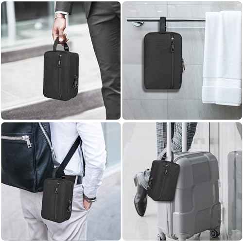 Toiletry Bag for Men, YKK Zippers Hanging Bathroom Shower Hygiene Bag with Metal XXL Swivel Hook, Big Comparment, Waterproof for Travel Accessories