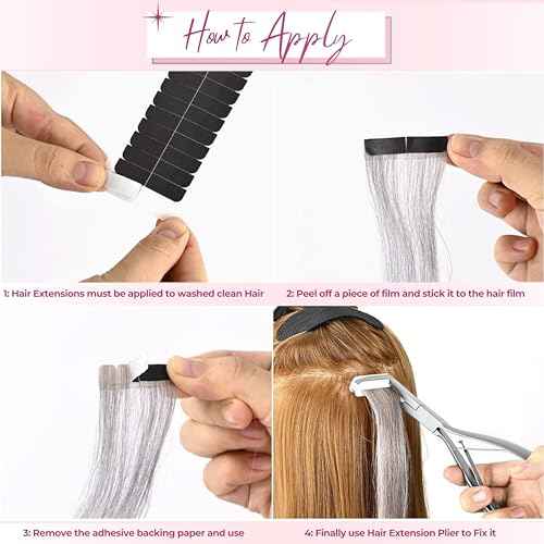 SIVOTE Professional Stainless Steel Tape-In Hair Extension Plier ? Silver Clamp Tool for Tape-In Extensions ? Hair Extension Clamp Tool with Silicone Pads for Secure Application