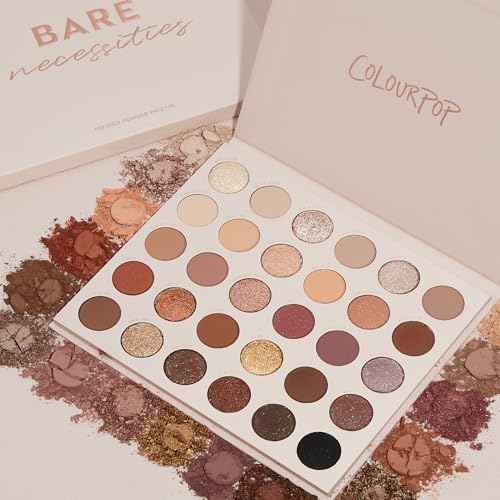 ColourPop Eyeshadow Palette - Eye Makeup Palette with Matte, Metallic, Matte Sparkle & Glitter Finishes - High-Pigment Eye Makeup with a Long-Wearing Formula - Bare Necessities (0.04 oz)