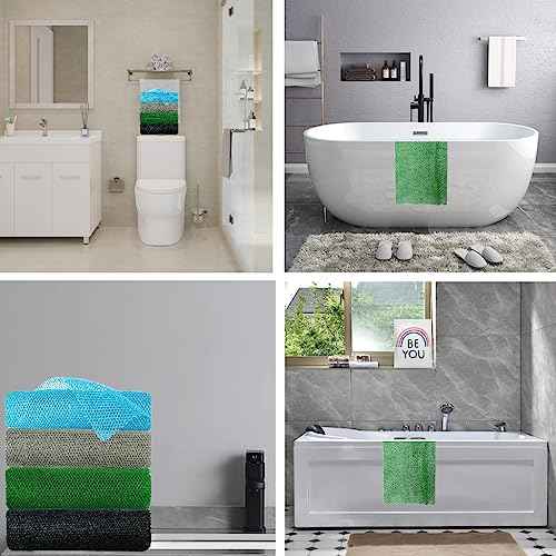 African Exfoliating Net, African Net Sponge, Nylon African Bathing Sponge Net, African Net Long Net Bath Sponge Shower Body Scrubber Back Scrubber Skin Smoother ((Black,White,Blue,Emerald Green))