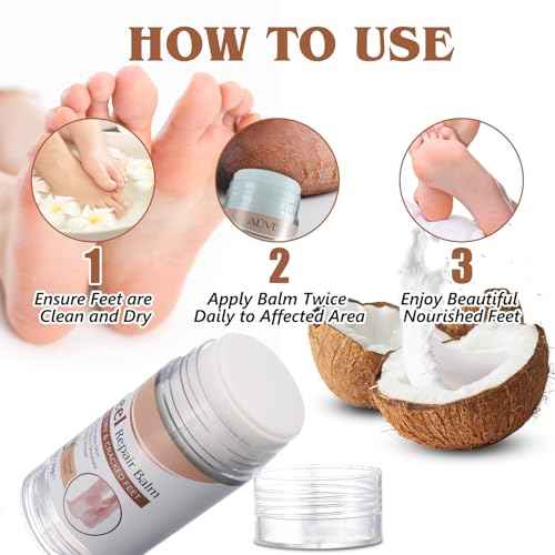 Intensive Foot Repair, Dry & Cracked Heel Treatment Balm Stick for Instant & Deep Moisturizing & Hydrating, with Aloe, Coconut Oil, Hyaluronic Aicd, Olive Oil, Coconut Scent, 2.46 oz/70 g