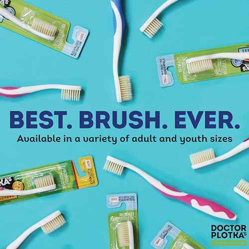 MOUTHWATCHERS Soft Childrens Flossing Manual Toothbrush, 1 Pink and 1 Blue Toothbrushes for Kids & Teens, Ultra Clean, by Dr. Plotka's