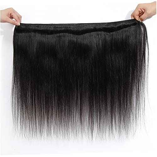 Straight Bundles Human Hair Natural Black Color 8A Grade Unprocessed Brazilian Virgin Hair 3 Bundles 8 8 8 Inch Double Weft Hair Extensions Soft And Healthy For Black Women