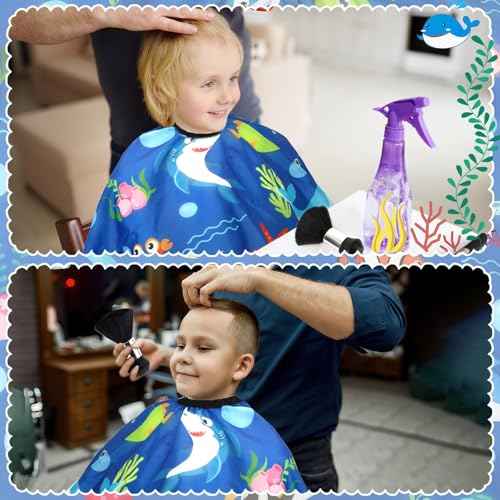 FEBSNOW Kids Hair Cutting Cape, Professional Kids Barber Cape Cartoon Pattern Apron with Adjustable Closure for Children Salon Barber Supplies
