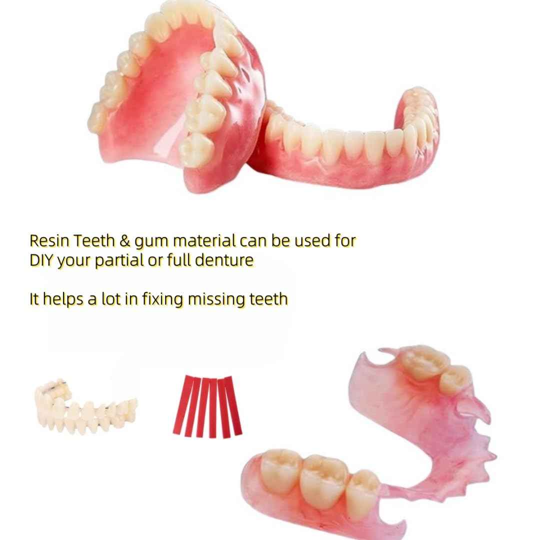 DIY Denture Temporary Veneers Kit for Women and Men, Upper and Lower Tooth Replacement Kit, Nature and Comfortable (1 Count (Pack of 1)