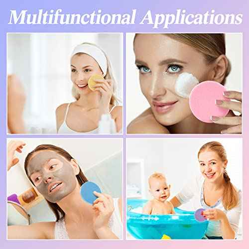 720 Count Makeup Facial Sponges Compressed Exfoliating Face Sponges for Cleansing Removal Wash Round Face Pads for Women Wash Cleansing Makeup, 4 Colors