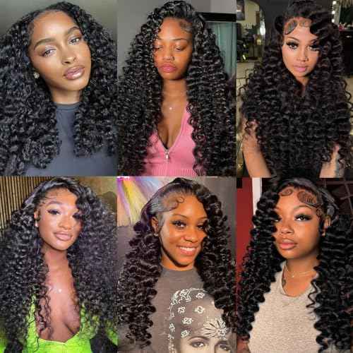 SWEETGIRL Deep Wave Human Hair Bundles Burmese Curly Bundles Human Hair Quick Weave with Spiral End Sew in Hair Extensions 18 20 22 Inches Natural Color