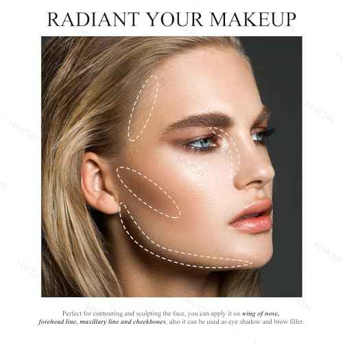 KYDA Baked Highlighter Contour Palette, Champagne Face Illuminator & Natural Matte Contour, Lasting Glow Face Sculpting Contouring Makeup, Buildable Shimmer Color, Sun Glow & Taupe