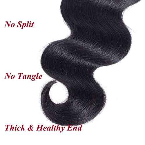 Amella Hair 8A Brazilian Virgin Body Wave Hair 3 Bundles 285g 14" 16" 18" Natural Black Color 100% Unprocessed Brazilian Virgin Human Hair Extensions Body Wave Hair