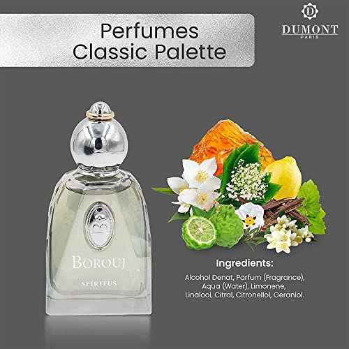 Dumont BOROUJ SPIRITUS - 85ml - Unisex Perfume for Men & Women - Long Lasting Cologne Mist & Body Spray with Aromatic Floral, Amber & Musk Fragrance - for Him & Her
