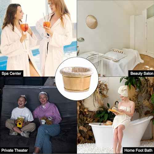 25 Pcs Transparent Pedicure Liners Disposable, Disposable Foot Tub Liner Portable Bath Bags with Retractable Belt, Portable Bath Bag, Can Be Used in Foot Bath Stores, SPA halls, Home Personal Care