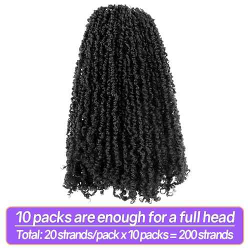 16 Inch 10 Packs Yanky Twist Crochet Hair Pre-twisted Natural Black Kinky Mini Spring Twist Plus Small Curly Senegalese Twist Braids (1B)