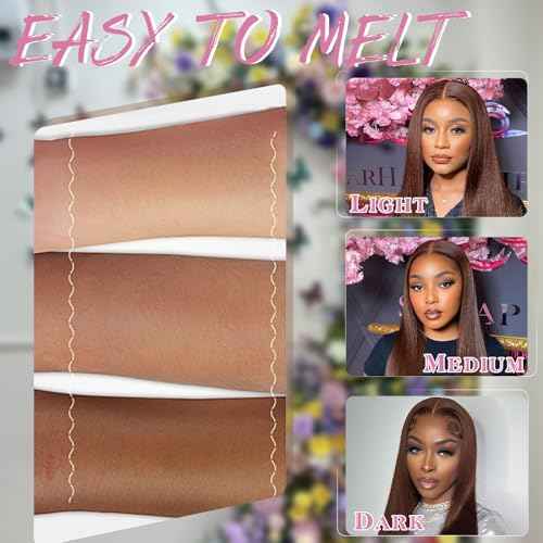 Brown Glueless Wigs Human Hair Pre Plucked Pre Cut 7x5 Chocolate Brown Lace Front Wig 200% Density Wear and Go Brown Wigs Human Hair 22 Inch for Women