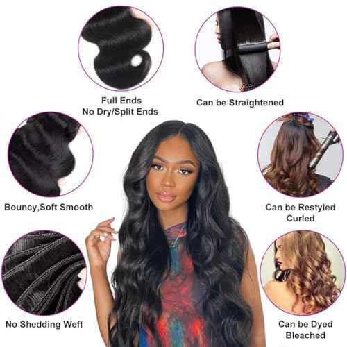 15A Raw Human Hair Bundles Body Wave Human Hair,Triple Lifespan Indian Virgin Hair,No Tangle Shedding,Multiple Washes Keep Texture Silky Soft (1 Bundle Natural Color, 24 Inch)