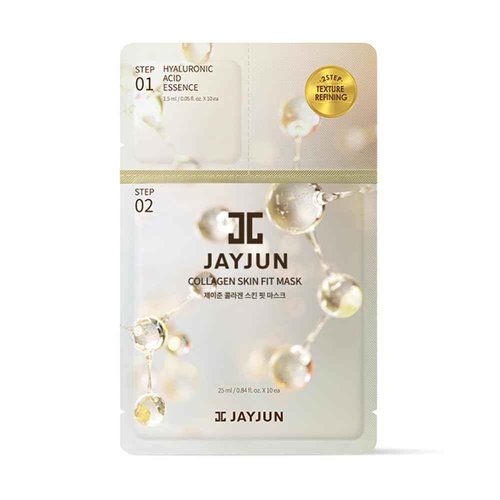 JAYJUN Collagen Skin Fit Mask (10 Sheets) – 2-Step All in one Hydration & Firming Ritual with Hyaluronic Acid & Marine Collagen 0.84 fl. oz.