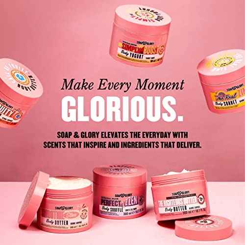 Soap & Glory The Glorious Five Skin Care Gift Set - The Righteous Body Butter Cream, Hand Food Hand Cream, Clean on Me Shower Gel, Vitamin C Facial Cleanser & Exfoliating Body Scrub (5 Count)