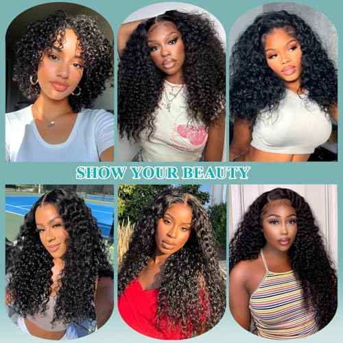 Liang Dian Curly Bundles Human Hair 16 16 18 18 Inch Kinkycurly Bundles Human Hair for Black Women 100% Unprocessed 12A Brazilian Virgin Hair Quick Weave Extensions Natural Black